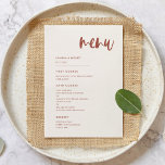 Moderne bruine sneeuwroze bruiloft menu<br><div class="desc">Een moderne en trendy stijl voor uw trouwbenodigdheden: een gewaagde typografie en een elegant sneeuwroze en verbrande baksteenkleurige thema,  gemakkelijk te mengen en aan te passen. Volledig aanpasbare kleuren en achtergronden.</div>