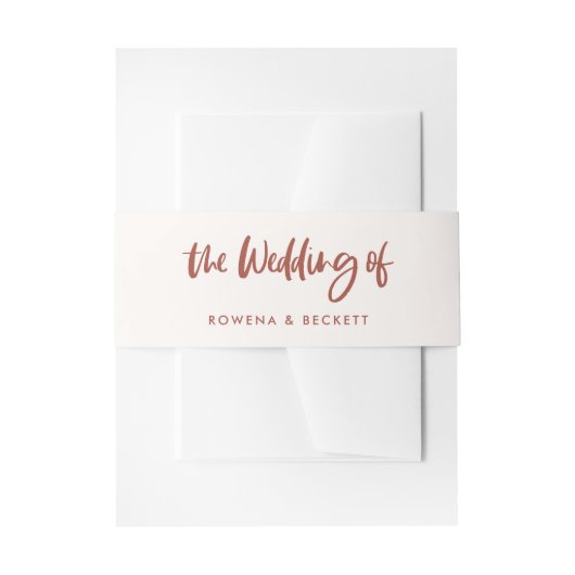 Moderne bruine sneeuwroze bruiloft uitnodigingen wikkel (Voorkant Voorbeeld)