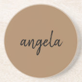 Moderne bruine stijlvolle aangepaste naam zandsteen onderzetter (Voorkant)