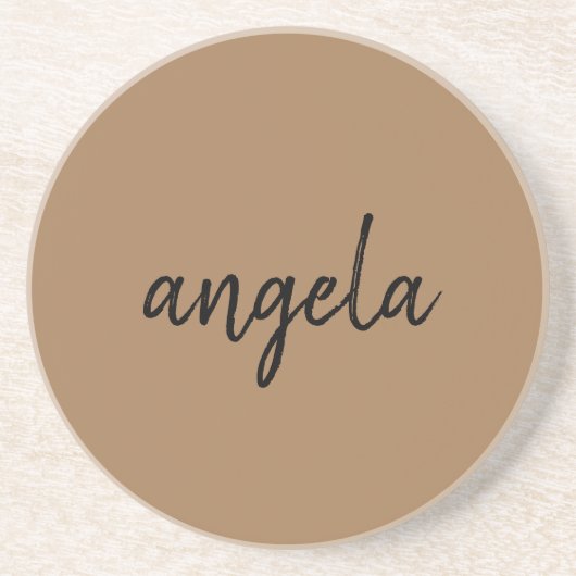 Moderne bruine stijlvolle aangepaste naam zandsteen onderzetter (Voorkant)
