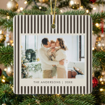 Moderne bruine strepen aangepaste kerstfoto