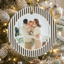 Moderne bruine strepen Kerst familie foto