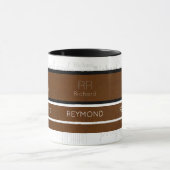 moderne bruine strepen met de naam masculine mok (Midden)