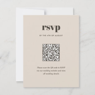 Moderne bruine trendy mix match huwelijks QR-code RSVP Kaartje