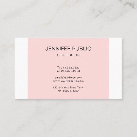 Moderne, bruinkroze, lichte luxe visitekaartje (Voorkant)