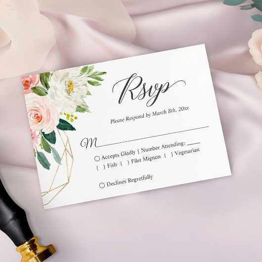 Moderne bruinroze roze Kaart voor huwelijk RSVP