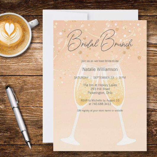Moderne Bruisende Bruidsbrunch Kaart