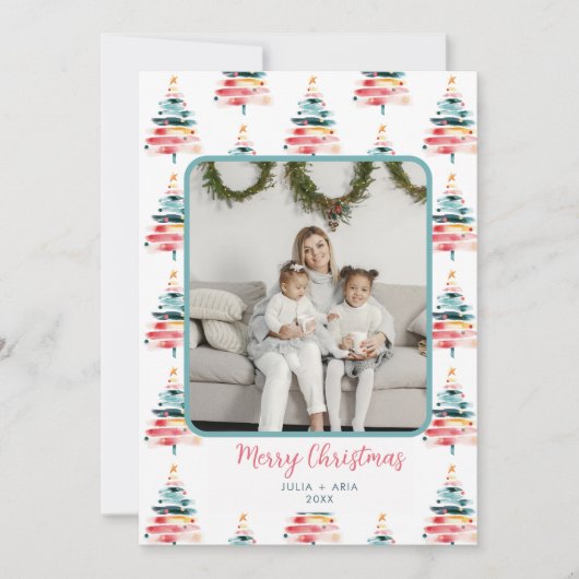 Moderne Bruisende Kerstkaart Kaart (Voorkant)