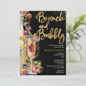 Moderne brunch en bubbel zomer champagne cocktail kaart (Staand voorkant)