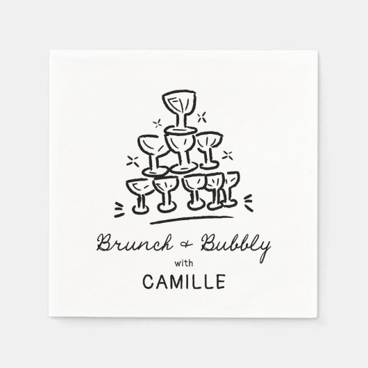 Moderne brunch en bubbels bruiloftsborrel servet (Voorkant)