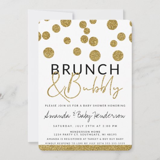 Moderne brunch- en bubbels-uitnodiging kaart (Voorkant)