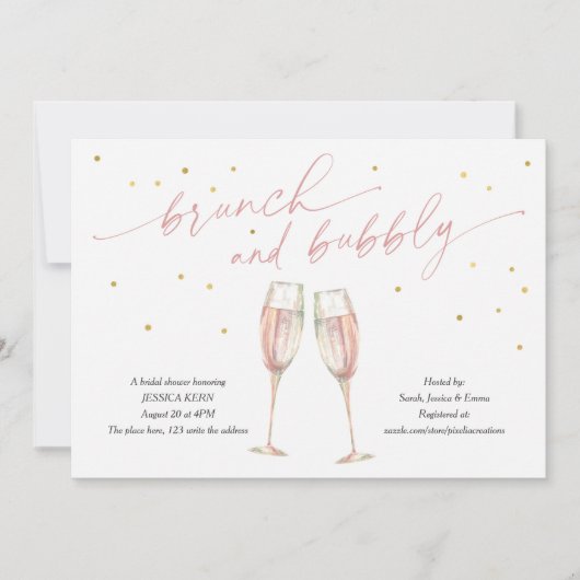 Moderne brunch en bubbly, champagne-vrijgezellenfe kaart (Voorkant)