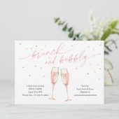 Moderne brunch en bubbly, champagne-vrijgezellenfe kaart (Staand voorkant)