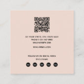 Moderne Brush Blush Pink 4 Fotograaf Vierkante Visitekaartje (Achterkant)