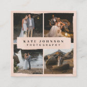 Moderne Brush Blush Pink 4 Fotograaf Vierkante Visitekaartje (Voorkant)