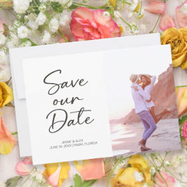 Moderne Brush Script 2 Foto Huwelijk Save The Date