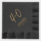 Moderne Brush Script 40ste Verjaardagsfeestje Zwar Folie Servetten (Voorkant)