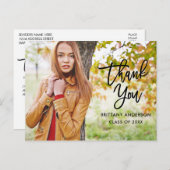 Moderne Brush Script Afstudeer Bedankt B Briefkaart (Voorkant / Achterkant)