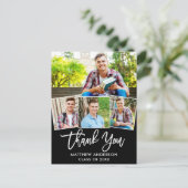 Moderne Brush Script Afstudeerkaart 4 Foto Bedankt Briefkaart (Staand voorkant)