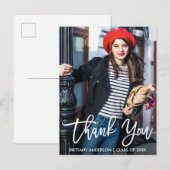 Moderne Brush Script Afstuderen Bedankt Wit Briefkaart (Voorkant / Achterkant)