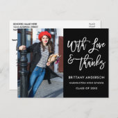 Moderne Brush Script Afstuderen Liefde Dank Briefkaart (Voorkant / Achterkant)