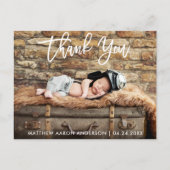 Moderne Brush Script Dank Je Wel Nieuwe Baby Ansic Briefkaart (Voorkant)