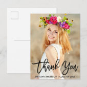 Moderne Brush Script  Dank U Afstudeer Briefkaart (Voorkant / Achterkant)