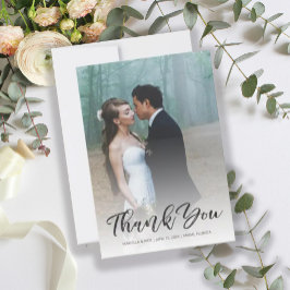 Moderne Brush Script Elegante Trouwfoto 3.5"x5" Bedankkaart