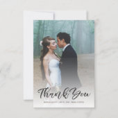 Moderne Brush Script Elegante Trouwfoto 3.5"x5" Bedankkaart (Voorkant)