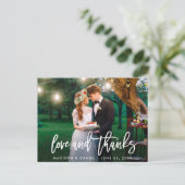 Moderne Brush Script Foto Liefde Dank Huwelijk Briefkaart (Staand voorkant)
