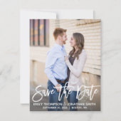 Moderne Brush Script Foto Save the Date Kaart (Voorkant)