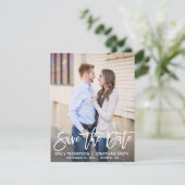 Moderne Brush Script Foto Save the Date Kaart (Staand voorkant)