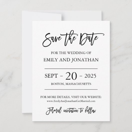 Moderne Brush Script Foto Save the Date Kaart (Achterkant)