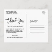 Moderne Brush Script Huwelijk 3 Foto Dank Je Briefkaart (Achterkant)