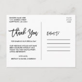 Moderne Brush Script Huwelijk 4 Foto Dank Je Briefkaart (Achterkant)