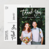 Moderne Brush Script Huwelijk Bruid Bruidegom Foto Briefkaart (Voorkant / Achterkant)