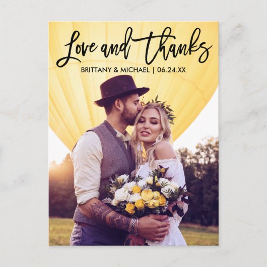 Moderne Brush Script Huwelijk Liefde Dank Koppel Briefkaart (Voorkant)