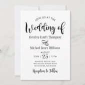 Moderne Brush Script Huwelijk Zwart en Wit Kaart (Voorkant)
