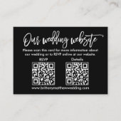 Moderne Brush Script Huwelijks-qr RSVP-details Zwa Informatiekaartje (Voorkant)