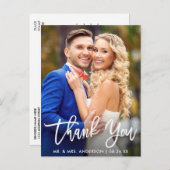 Moderne Brush Script Huwelijksfoto Bedankt Briefkaart (Voorkant / Achterkant)
