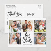 Moderne Brush Script Liefde Dank 5 Foto Huwelijk Briefkaart (Voorkant / Achterkant)