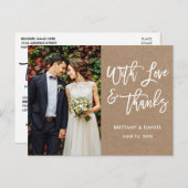 Moderne Brush Script Liefde en Dank Huwelijk Kraft Briefkaart (Voorkant / Achterkant)