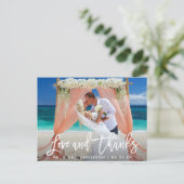 Moderne Brush Script Liefde en Dank Trouw Wit Briefkaart (Staand voorkant)