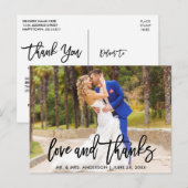 Moderne Brush Script Liefde en Dank Trouwdag Briefkaart (Voorkant / Achterkant)
