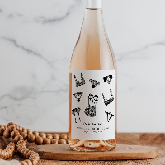 Moderne Brush Script lingerie bruids douche Wijn Etiket