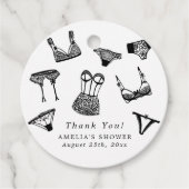 Moderne Brush Script lingerie bruidsdouche Bedankjes Labels (Voorkant)