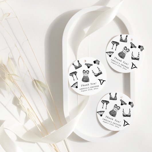 Moderne Brush Script lingerie bruidsdouche Bedankjes Labels