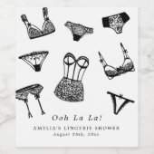 Moderne Brush Script lingerie bruidsshower Wijn Etiket (Enkel label)