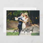 Moderne Brush Script Net Getrouwd Foto Briefkaart (Voorkant / Achterkant)