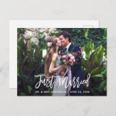 Moderne Brush Script Net Getrouwd Huwelijksfoto Briefkaart (Voorkant / Achterkant)